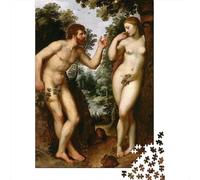 Puzzle Adulte 1000 Pièces, Adam and Eve Rubens, 52x38cm/1000pcs, Pièces Blanches Peu Poussiéreuses; À Continuer Lors D’Une Prochaine Soirée