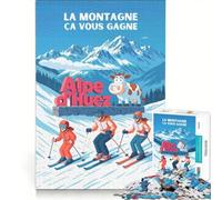 Puzzle Adulte 1000 pièces Affiche Alpe Huez | Des cadeaux éducatifs difficiles et stimulants pour les amis et la famille 75x50cm