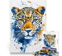 Puzzle Adulte 1000 pièces Affiche Aquarelle léopard à Taches Sauvages Développe l'intelligence et la dextérité Paisible et Relaxant Idéal comme Cadeau (50x75cm)