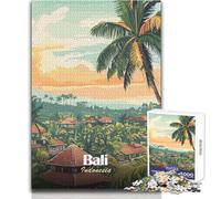 Puzzle Adulte 1000 pièces - Affiche de Voyage Bali Indonésie - Jeu éducatif Familial - Activités en Famille - Cadeau d'anniversaire - Dimensions : 50x75cm