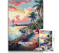 Puzzle Adulte 1000 pièces, Affiche de Voyage du Parc National de Biscayne, Jeu Relaxant, Passe-Temps idéal pour Un séjour à la Maison, Cadeau de Noël Secret, Format 50x75cm
