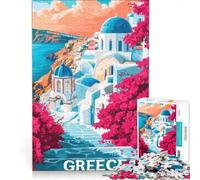 Puzzle Adulte 1000 pièces, Affiche de Voyage Grèce, Jeu Manuel, Difficile et Stimulant, idéal comme Cadeau pour Toute la Famille 50x75cm