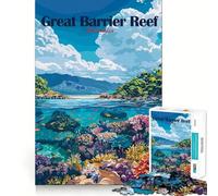 Puzzle Adulte 1000 pièces,Affiche de Voyage sur la Grande Barrière de Corail australienne,Jeu Amusant et Stimulant pour Les articulations,Cadeau d'anniversaire Amusant (38x26cm)