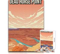 Puzzle Adulte 1000 pièces - Affiche de Voyage Vintage du Parc d'État de Dead Horse Point - Jeu éducatif - Niveau de difficulté Difficile - Cadeau d'anniversaire - Dimensions 38x52cm