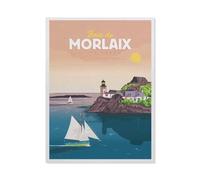 Puzzle Adulte 1000 Pièces，Affiche de Voyage Vintage en France Baie de Morlaix Île Louet，Bricolage sur Dessin Cadeau Unique sur Le Mur（50x70cm）-BM62