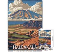 Puzzle Adulte 1000 pièces, Affiche du Parc National de Haleakala, idéal pour des soirées Jeux en Famille, décoration et idées Cadeaux Dimensions 38x52cm