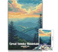 Puzzle Adulte 1000 pièces - Affiche du Parc National des Great Smoky Mountains - Idéal pour des soirées Jeux en Famille - Décoration intérieure - Idée Cadeau - Dimensions 38x52cm