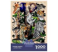 Puzzle Adulte 1000 Pièces African Wildlife Collage Puzzles pour Adolescents, Jouets Anti-Stress, Défi Difficile, Cadeau d'anniversaire Unique 52x38cm/1000pcs