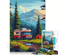 Puzzle Adulte 1000 pièces Alaska Camping Pixel Art,Assemblage Parfait,Jeu Intelligent,Jeu Lent,Cadeau d'art de Noël (38x52cm)