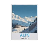 Puzzle Adulte 1000 Pièces,Alpes France, Affiche de Voyage Vintage,Puzzle Classique Jouet Jeu De Puzzle Unique Décorations pour La Maison Et Cadeaux Puzzle pour Enfants Et Adultes(38x26cm)-AJ33