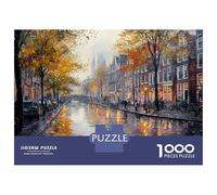 Puzzle Adulte 1000 Pièces Amsterdam Canal Reflections Puzzles pour Adolescents, Jouets Anti-Stress, Défi Difficile, Cadeau d'anniversaire Unique 70x50cm/1000pcs