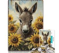Puzzle Adulte 1000 pièces Âne Tournesol, Anti-Stress, défi Difficile, Chaque pièce est Unique - Jeu Familial Stimulant et Amusant (75x50cm)