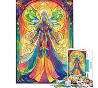 Puzzle Adulte 1000 pièces Ange en vitrail Jeu Familial pour Passer Le Temps à la Maison idéal pour Un Anniversaire ou Noël (Dimensions 38x26cm)