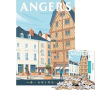 Puzzle Adulte 1000 pièces Angers France Thème Voyage Jeu Impossible Jouet éducatif et éducatif Cadeau de Noël Secret pour Toute la Famille (Dimensions 38x52cm)