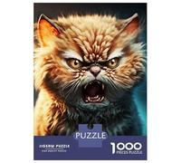 Puzzle Adulte 1000 Pièces Angry Cat Puzzle pour Adultes - Décoration Murale - Stimule La Mémoire - Cadeau d'anniversaire Unique 70x50cm/1000pcs