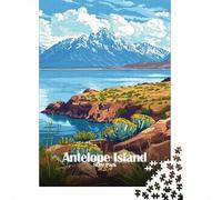 Puzzle Adulte 1000 Pièces, Antelope Island State Park Illustration, 38x26cm/1000pcs, Pièces Peu Poussiéreuses pour La Table; Défi À Relever Seul Ou À Plusieurs
