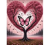 Puzzle Adulte 1000 pièces Arbre à Papillons en Forme de cœur Rose 75x50 cm Puzzles pour Adultes Jeu éducatif Défi Jouets 1000 Pièces Puzzles pour Décoration de la Maison