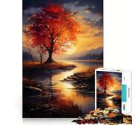 Puzzle Adulte 1000 pièces Arbre au Coucher du Soleil en Automne Jeu de précision Jouet cérébral Intelligent pour Passer Le Temps Libre Cadeau d'anniversaire pour l'esprit (50x75cm)