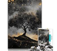 Puzzle Adulte 1000 pièces Arbre de Vie Noir et Blanc, Jeux éducatifs, décoration de la Maison, Jeu éducatif pour Anniversaire, Noël (75x50cm)