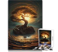 Puzzle Adulte 1000 pièces - Arbre doré Abstrait dans Un Tourbillon - Jeu éducatif Familial - Une œuvre d'art - Cadeau d'anniversaire - Dimensions : 38x26cm