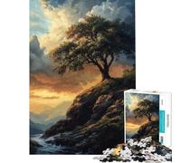 Puzzle Adulte 1000 pièces Arbre Solitaire sur Une Falaise Jeu Difficile et Stimulant éducatif et Relaxant pour Les 14 Ans et Plus (38x52cm)