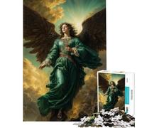 Puzzle Adulte 1000 pièces Archange Raphaël en Robe Vert émeraude Jeu Impossible Défi d'intelligence cérébrale Jouet addictif Cadeau d'anniversaire pour Toute la Famille (Dimensions 38x26cm)