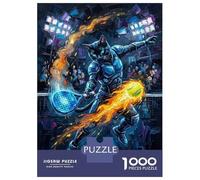 Puzzle Adulte 1000 Pièces Armored Cat Playing Padel with Fire Puzzles Adultes Vacances À La Maison Activités Amusantes À Faire À La Maison Cadeaux pour Les Amis Et La Famille 52x38cm/1000pcs