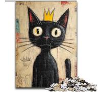 Puzzle Adulte 1000 pièces Art Abstrait Chat Noir Puzzle 1000 pièces Cadeau de Noël Adolescent Réduction du Stress Cadeau Unique Cool pour la Famille (Taille 50x75cm)