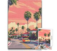 Puzzle Adulte 1000 pièces - Art Abstrait - Soirée à Los Angeles - Jeux relaxants - Idéal pour Passer Le Temps - Cadeau de Noël Secret - Dimensions 38x52cm