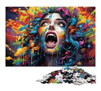 Puzzle Adulte 1000 pièces Art de la Peinture en Couleur Puzzle avec Affiche et fiche de Questions réponses Assorties 1000 pièces (75 x 50 cm)