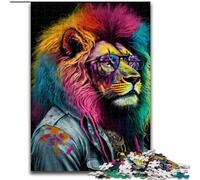 Puzzle Adulte 1000 pièces Art Néon Lion Puzzle Jeu de réflexion pour Adolescents, pour Une soirée de Jeux en Famille (Taille : 26x38cm)