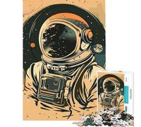 Puzzle Adulte 1000 pièces Art vectoriel Astronaute défi éducatif Course de Vitesse Manuelle Jeu Impossible pour Les 14 Ans et Plus (38x26cm)