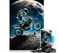 Puzzle Adulte 1000 pièces Astronaute à Moto Découpe précise Activité cérébrale Amusante et relaxante Jeu de Noël Décoration intérieure (50x75cm)