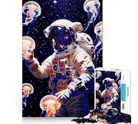 Puzzle Adulte 1000 pièces Astronaute avec méduse Lumineuse,Assemblage Parfait,Art,Jeu Intelligent,Cadeau,Jeu Lent,Cadeau d'art de Noël (38x52cm)