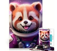 Puzzle Adulte 1000 pièces Astronaute Bébé Panda Roux Découpe précise Art Activité cérébrale Amusante Détente Jeu Décoration de Noël pour la Maison (50x75cm)