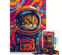 Puzzle Adulte 1000 pièces Astronaute Chat Animaux de l'espace Qualité supérieure Découpe Fine Jeu de Concentration Amusant et divertissant Cadeau de Noël (50x75cm)