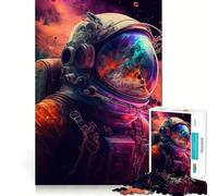 Puzzle Adulte 1000 pièces Astronaute dans l'espace Découpe précise Art Activité cérébrale Amusante et relaxante Jeu Décoration de Noël pour la Maison (38x26cm)