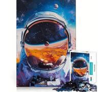 Puzzle Adulte 1000 pièces Astronaute dans l'espace Découpe Premium Jeu de Concentration Amusant Temps Libre Cadeau de Loisirs de Noël (38x26cm)