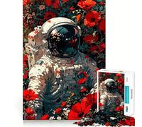Puzzle Adulte 1000 pièces Astronaute dans Un Champ de Coquelicots Découpe de qualité supérieure Jeu de Concentration et de détente Cadeau de Noël (38x26cm)