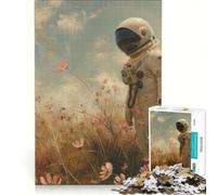 Puzzle Adulte 1000 pièces Astronaute dans Un Champ de Fleurs, Décoration Murale, Activités ludiques à la Maison, Renforcer l'amour Entre Les Couples 50x75cm