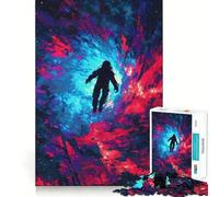 Puzzle Adulte 1000 pièces Astronaute dans Un Vortex Spatial coloré Découpe Lisse Art Exercice cérébral Jouet de Loisirs Amusant Cadeau d'anniversaire (38x26cm)