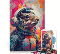 Puzzle Adulte 1000 pièces Astronaute Écureuil de l'espace Découpe Premium Jeu de Concentration Amusant Temps Libre Cadeau de Loisirs de Noël (38x52cm)