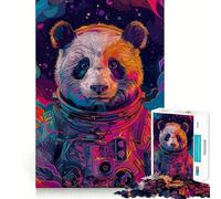 Puzzle Adulte 1000 pièces Astronaute Espace Panda Assemblage Parfait Art Jeu Intelligent Cadeau Jeu Lent Cadeau Artistique de Noël (38x26cm)