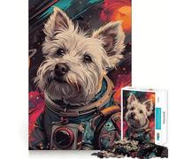 Puzzle Adulte 1000 pièces Astronaute Espace Terrier Premium Découpe Découpe Jeu de Concentration Amusant Temps Libre Cadeau de Loisirs de Noël (38x52cm)
