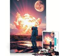 Puzzle Adulte 1000 pièces Astronaute et Explosion sur planète Extraterrestre Découpe de qualité supérieure Jeu de Concentration et de détente Cadeau de Noël Amusant (38x52cm)