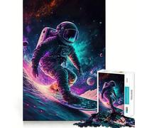 Puzzle Adulte 1000 pièces Astronaute Faisant du Snowboard dans l'espace Découpe Premium Jeu de Concentration Amusant Temps Libre Cadeau de Loisirs de Noël (38x52cm)