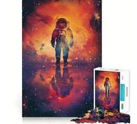 Puzzle Adulte 1000 pièces Astronaute Galaxie Silhouette Découpe Lisse Art Exercice cérébral Jouet de Loisirs Amusant Cadeau d'anniversaire (38x52cm)
