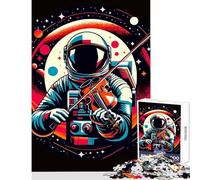 Puzzle Adulte 1000 pièces Astronaute Jouant du Violon Jeu Anti-Stress Cadeau de Noël Secret Jeu éducatif Stimule Le Cerveau Dimensions 50x75cm