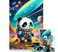 Puzzle Adulte 1000 pièces Astronaute Panda Paysage Spatial Découpe Lisse Art Exercice cérébral Jouet de Loisirs Amusant Cadeau d'anniversaire (50x75cm)