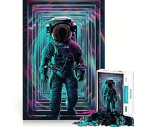 Puzzle Adulte 1000 pièces Astronaute Portail Spatial Découpe Lisse Art Exercice cérébral Jouet de Loisirs Amusant Jeu Cadeau d'anniversaire (50x75cm)